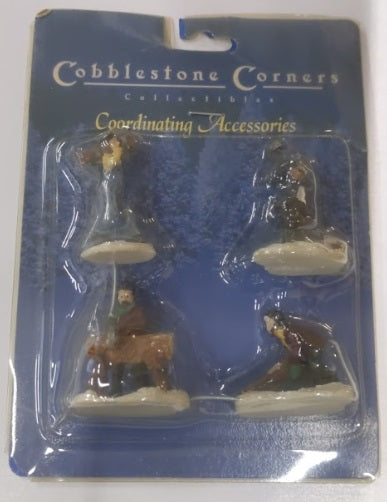 Cobblestone Corners 65910 Lumberjacks Figures Coordinating Accessories (Set of 4
