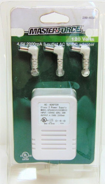 Master Force 289-4006 White 4.5 Volt 3 Outlet AC/DC Adapter Great for Lemax