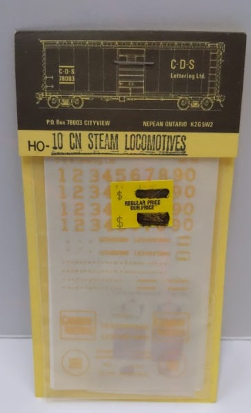 CDS Lettering 10 HO Decal CN Steam Locomotives