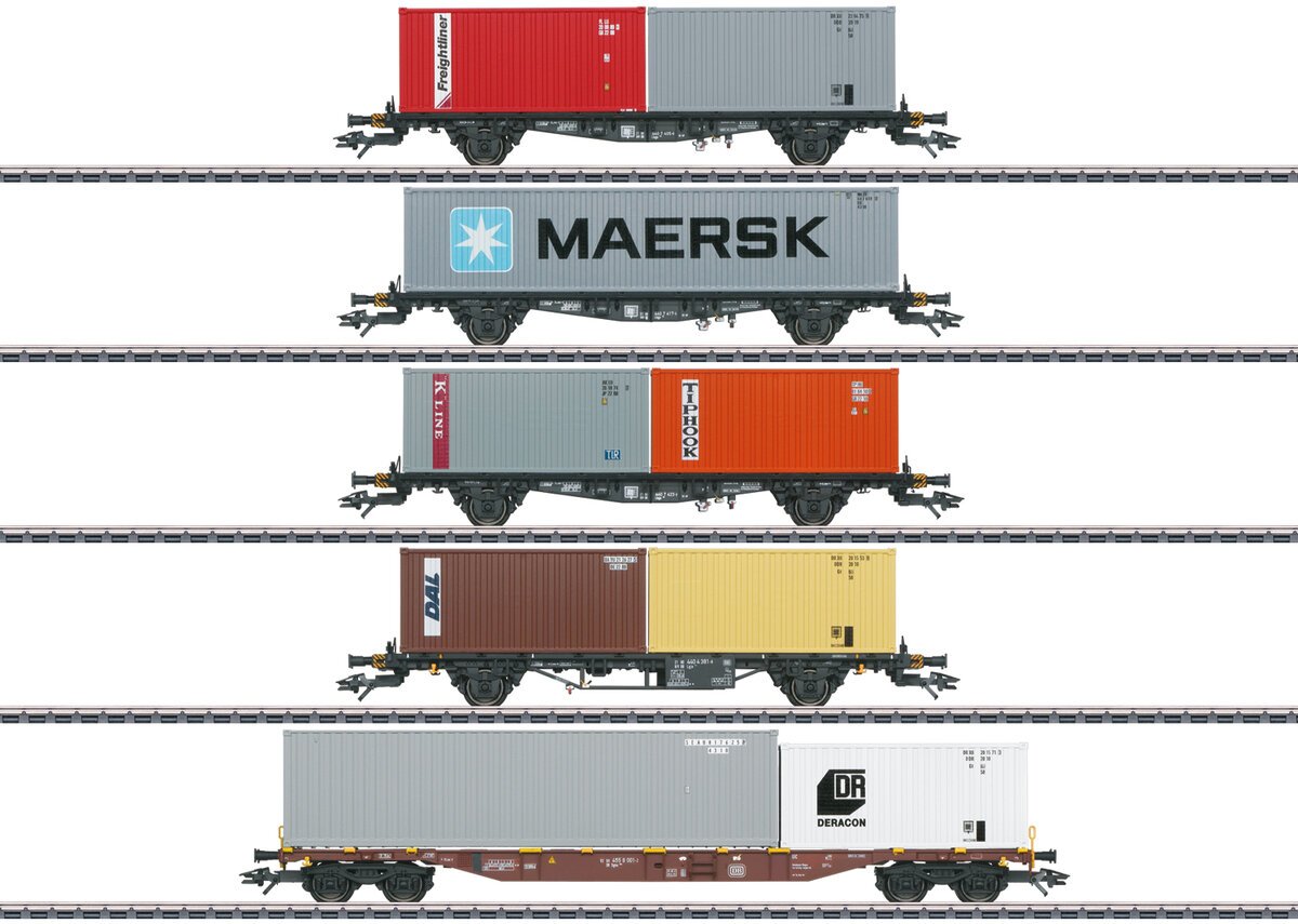 Marklin 47680 HO German Federal Railroad Container Transport Cars (Set of 5)