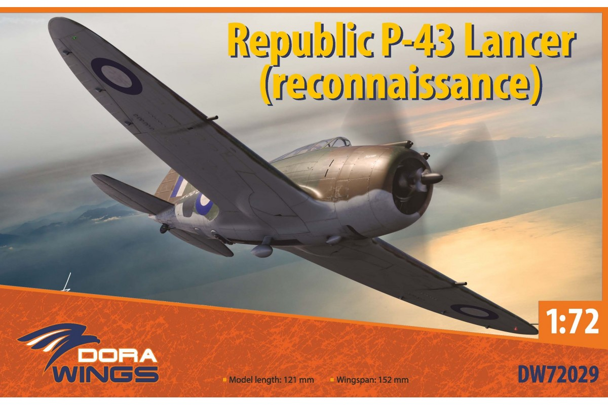 Dora Wings 72029 1:72 Republic P-43 Lancer Aircraft Plastic Model Kit