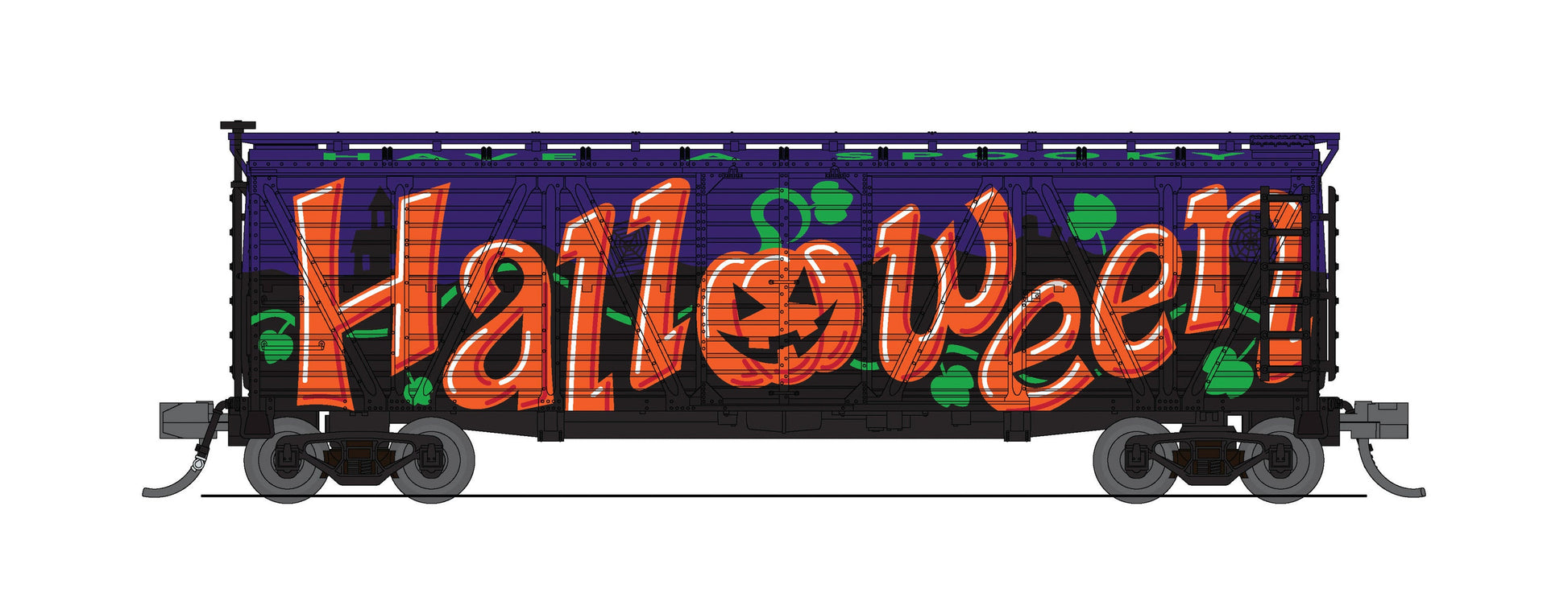 Broadway Limited 8473 N Halloween Season 40' Wood Stock Car with Spooky Sound