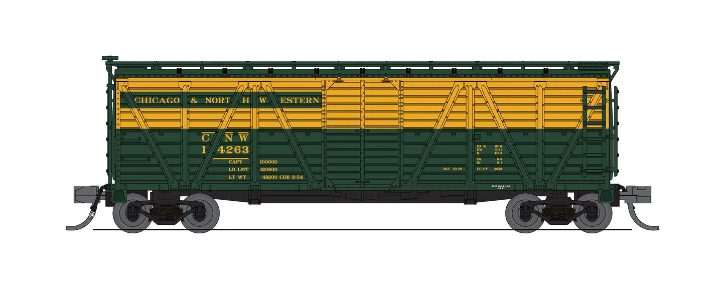 Broadway Limited 8459 N CNW 40' Wood Stock Car with Mule Sounds #14465