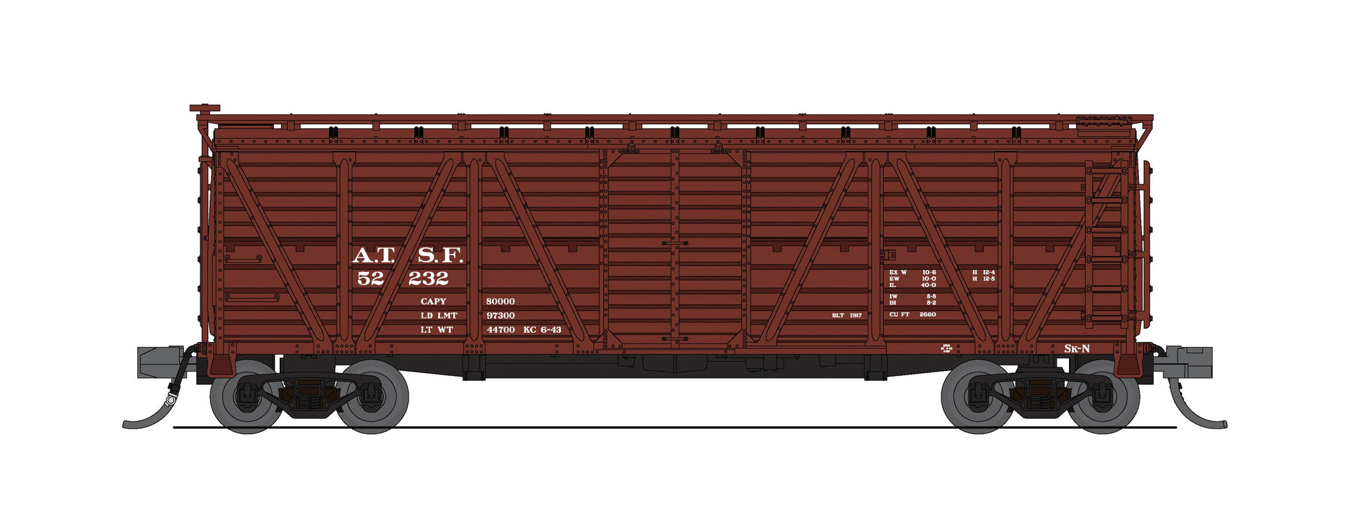 Broadway Limited 8464 N Santa Fe 40' Wood Stock Car with Sheep Sounds #52314