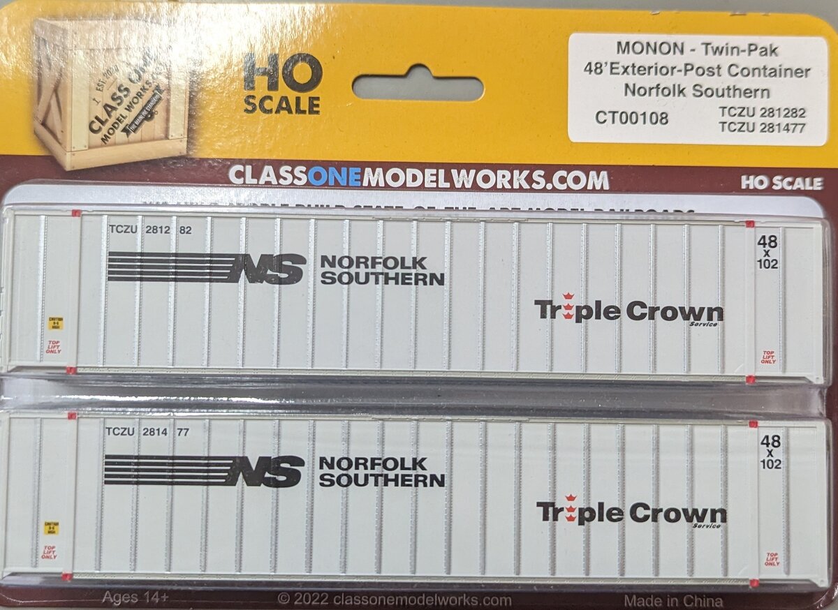 Class One Model Works CT00108 HO 48' Norfolk Southern Exterior Post Container