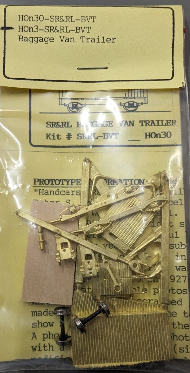 David M. Hoffman SRRL-BVT3 HO/HOn3/HOn30 Baggage Van Trailer Kit