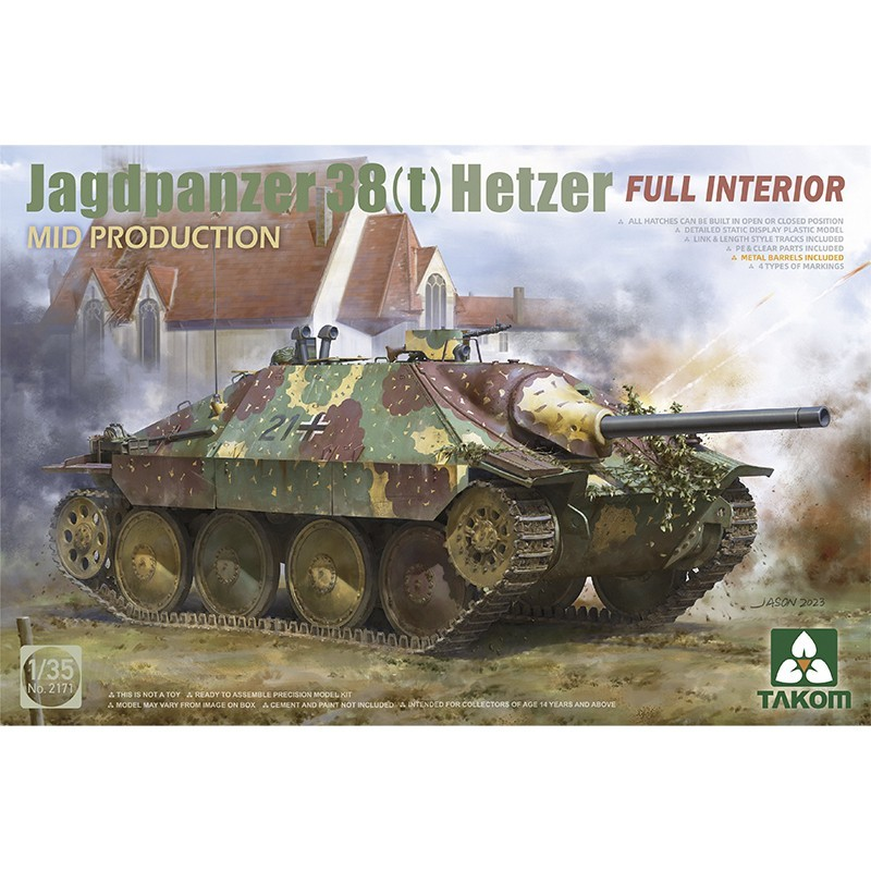 Takom 2171 1:35 Jagdpanzer 38(t) Hetzer Mid Production Military Tank Model Kit