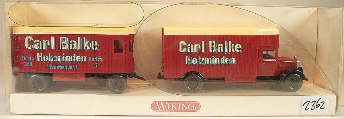 Wiking 8450131 HO 1:87 Carl Balke Holzminden (MB L2500) Delivery Truck w/Trailer