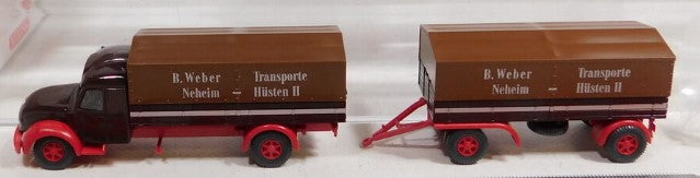 Wiking 855 02 32 HO 1:87 Pritschen-Lastzug (Magirus S 7500) Truck w/Trailer