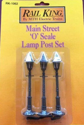 MTH RK-1062 O Scale Rail King Main Street Lamp Post (Set of 3)