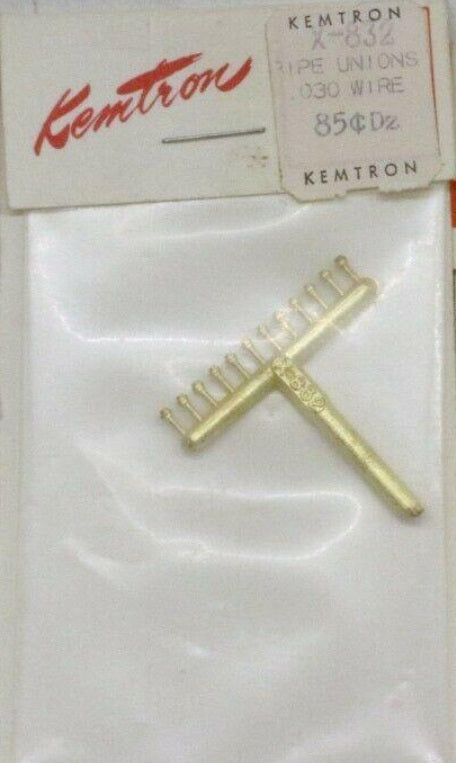 Kemtron K-832 HO Scale Pipe Unions .030 Wire Brass