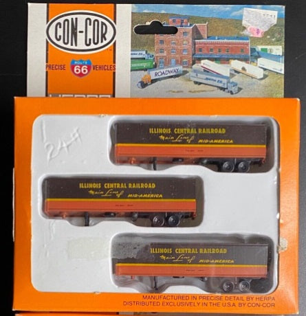 Con-Cor 004-005118 N Illinois Central Railroad Piggy Back Trailer (Pack of 3)