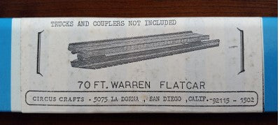 Circus Craft CW-165 HO 70 FT Warren Flatcar Building Kit
