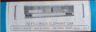 Circus Craft CW-161 HO 72 FT Circus Elephant Car Building Kit