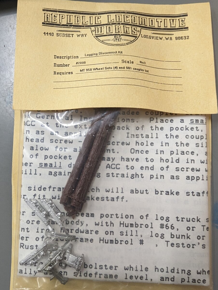 Republic Locomotive Works 2000 N Logging Disconnect Kit