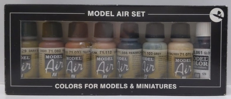 Vallejo Paint 8 Colors For Models & Miniatures 17ml. Bottle Model Air (Set of 8)