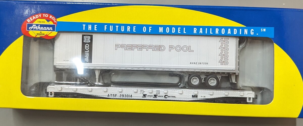 Athearn 92051 HO Santa Fe 50' Flat w/48' Trailer #293014