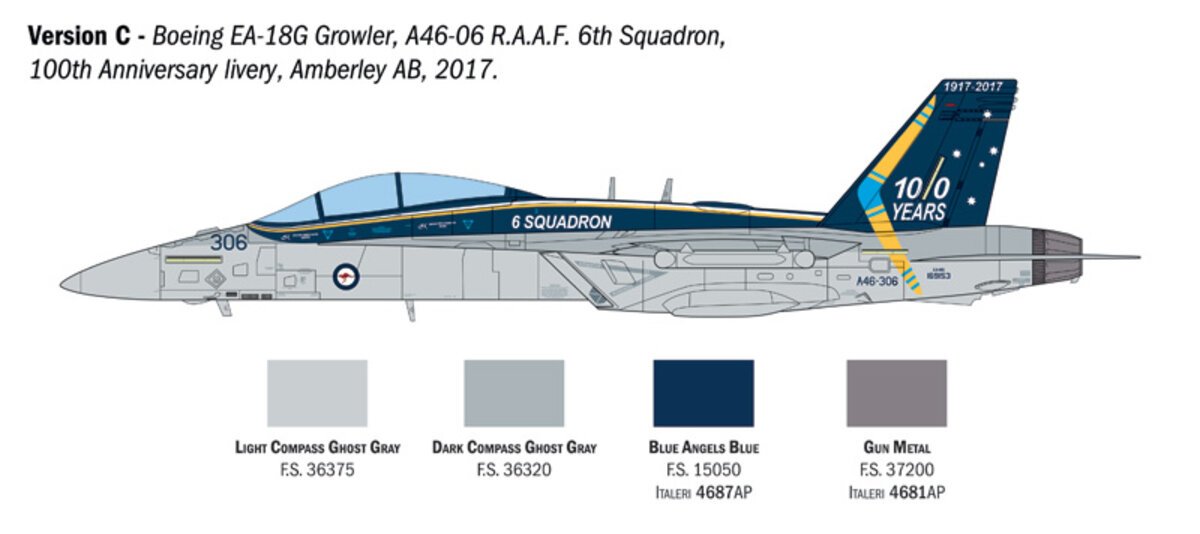 Italeri 2824 1:48 Boeing EA-18G Growler US Navy & RAAF Military Plane Kit