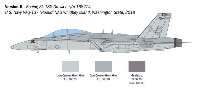 Italeri 2824 1:48 Boeing EA-18G Growler US Navy & RAAF Military Plane Kit