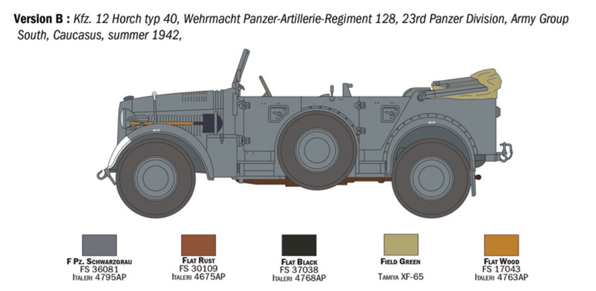 Italeri 6597 1:35 Kfz. 12 Horch 901 typ 40 frŸhen Ausf. Military Vehicle Kit