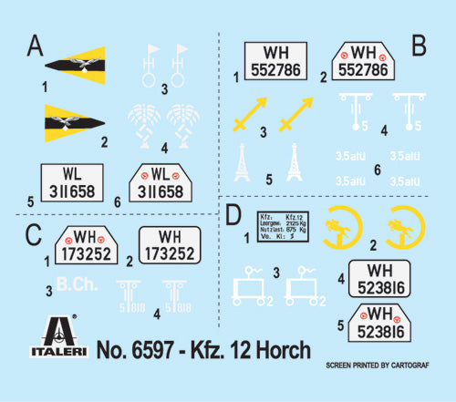 Italeri 6597 1:35 Kfz. 12 Horch 901 typ 40 frŸhen Ausf. Military Vehicle Kit