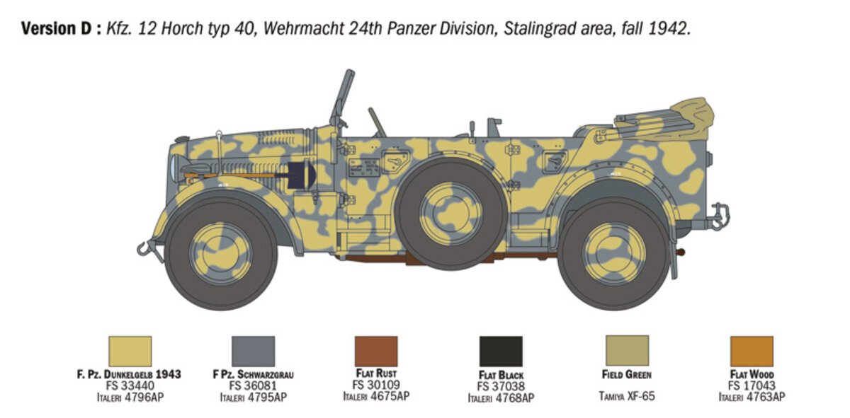 Italeri 6597 1:35 Kfz. 12 Horch 901 typ 40 frŸhen Ausf. Military Vehicle Kit