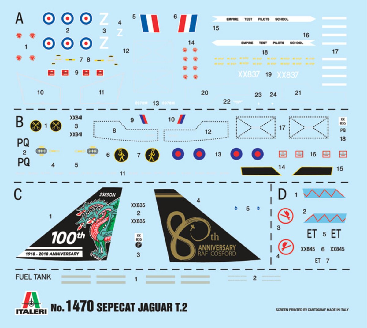 Italeri 1470 1:72 Jaguar T.2 R.A.F. Trainer Fighter Military Aircraft Plane Kit