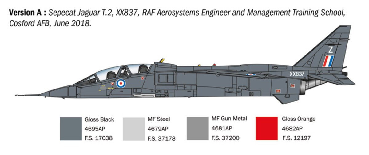 Italeri 1470 1:72 Jaguar T.2 R.A.F. Trainer Fighter Military Aircraft Plane Kit