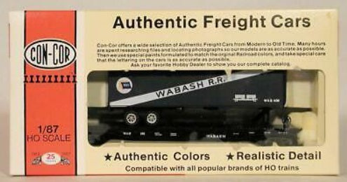 Con-Cor 0001-009155 HO Wabash R.R. 54' Flatcar With Trailer