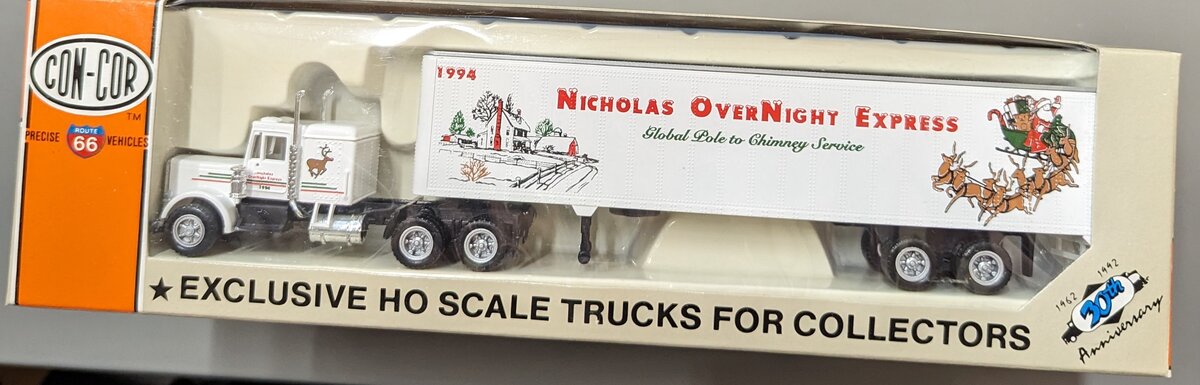 Con-Cor 0004-001994 HO Nicholas Overnight Express Christmas #2 Tractor Trailer