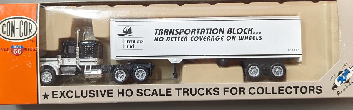 Con-Cor 9502 HO Fireman's Fund Transportation Block Tractor Trailer