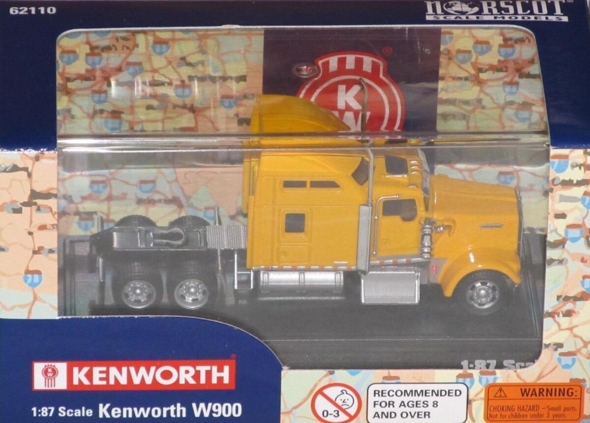 Norscot 62110 1:87 Scale Yellow Kenworth W900 Semi Tractor