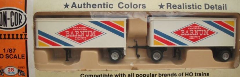 Con-Cor 0004-008144 1:87 Colonel Barnum Shows 28' Smooth Trailer (Pack of 2)