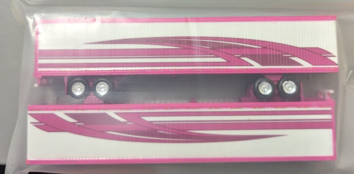 Acme 4 HO 53' White w/Fuchsia Racing Stripes Trailers (Set of 2)
