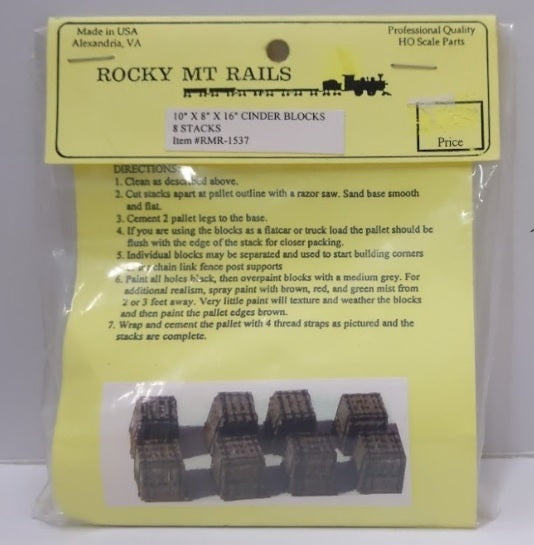 Rocky MT Rails 1537 HO 10" X 8" X 16" Cinder Blocks Stacks (Pack of 8)