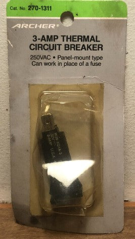 Archer 270-1311 3 Amp Thermal Circuit Breaker 250VAC Panel Mount