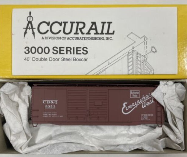 Accurail 3006 HO CB & Q 40' Double Door Steel Box Kit
