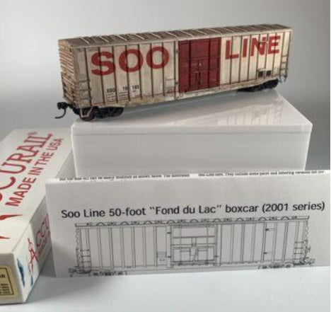 Accurail 19185 HO SOO Line White W/Red Lettering 7-Post Fond Du Lac Boxcar Kit