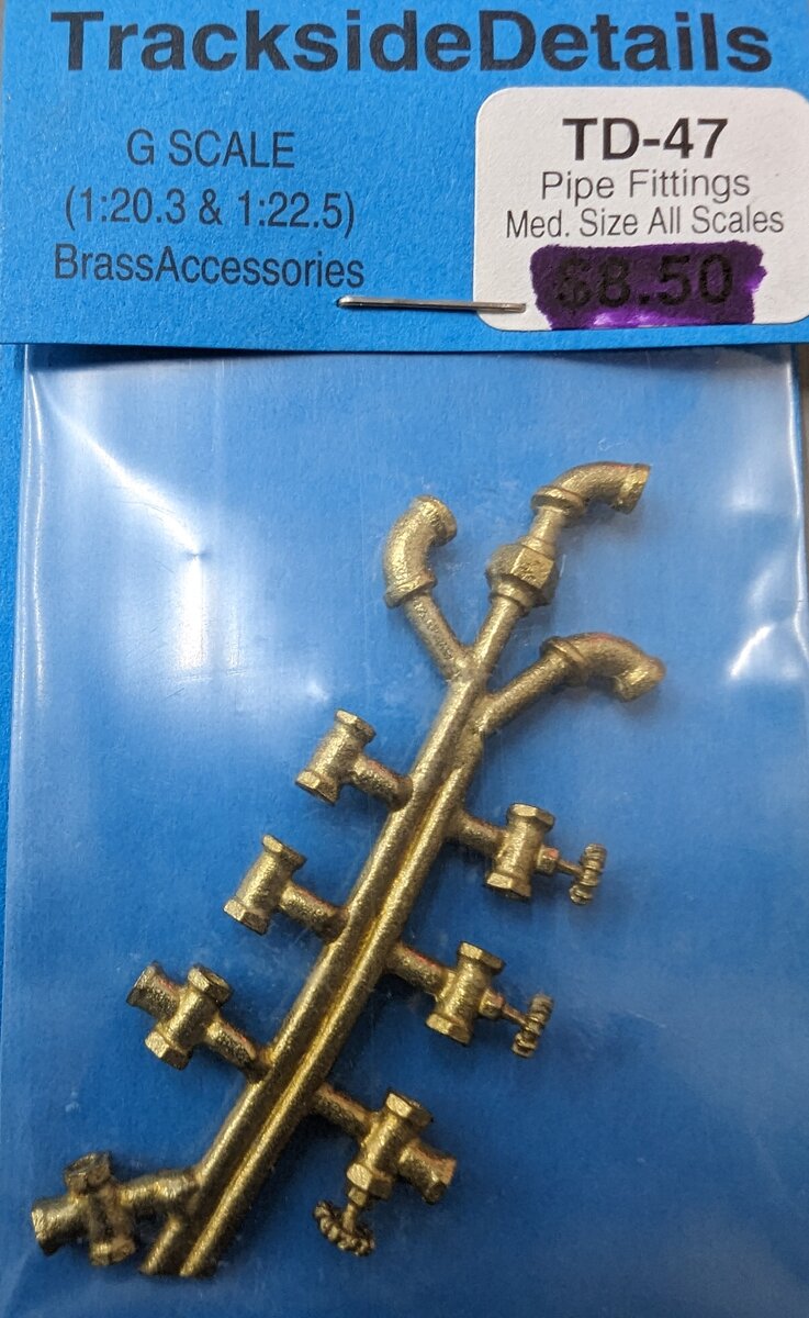 Trackside Details TD-47 G Scale Brass Pipe Fittings Med Size All Scales