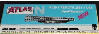 Atlas 2581-1 N Gauge USA Right Remote Snap Switch Turnout