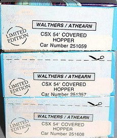 Athearn 932-9030 HO CSX 54' Covered Hopper 3 Pack Car #251059, 251357, & 251608