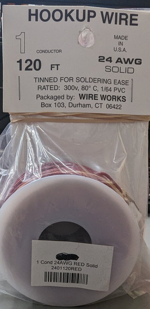 Wire Works 12401120 120 FT Red Hookup Wire 24 AWG Solid 1 Conductor