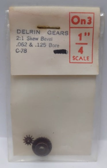 Grandt Line C-78 On3 1"/4 Scale Delrin Gears 2:1 Skew Bevel .062 & .125 Bore