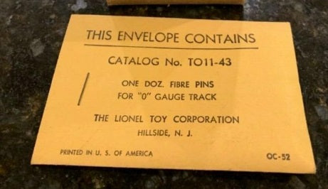 Lionel TO11-43 O Fibre Pins For O Gauge Track (Pack of 12)