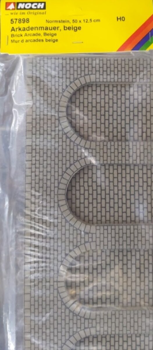Noch 57898 HO Scale Beige Brick Arcade 6 Portals 50 x 12,5 cm