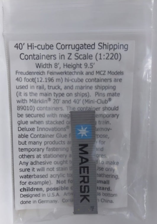 MCZ Models Z Scale Maersk 40''''High Cube Corrugated Shipping Container