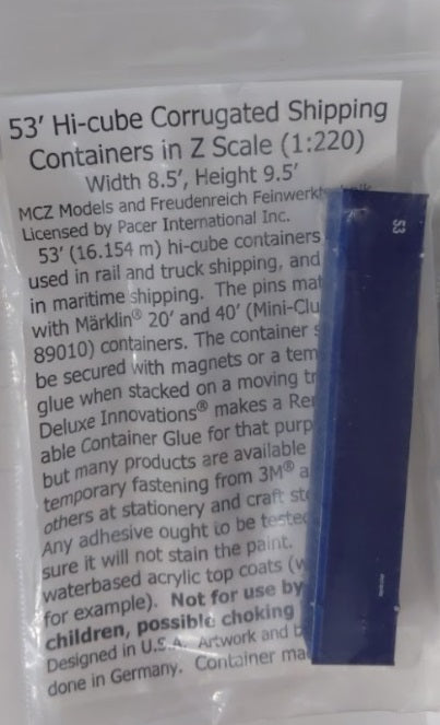 MCZ Models Z Scale 53'''' High Cube Corrugated Shipping Container