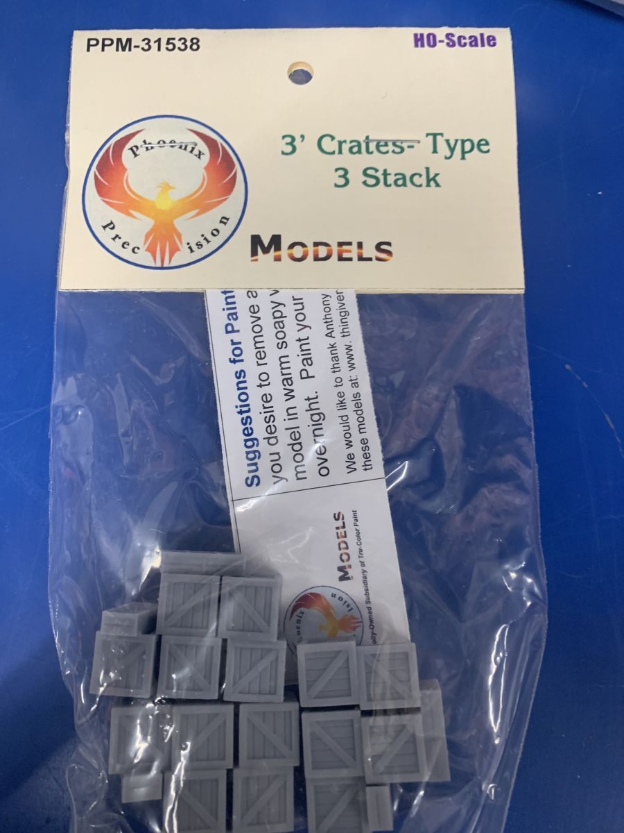 Phoenix Precision Models 31538 HO 3' Stack of 5 Type 3 Crate Stacks (Pack of 3)