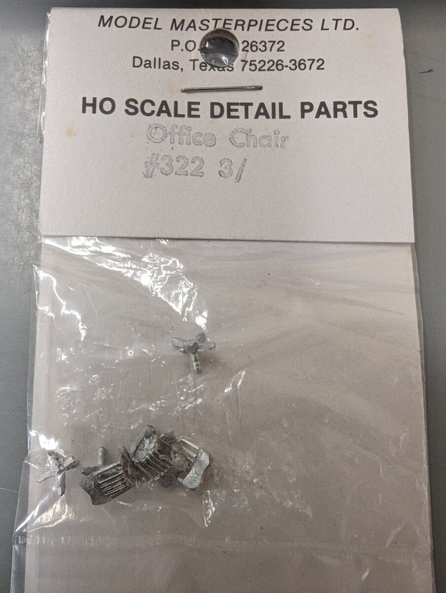 Model Masterpieces 322 HO Detailed Parts Office Chair (Set of 3) Trainz