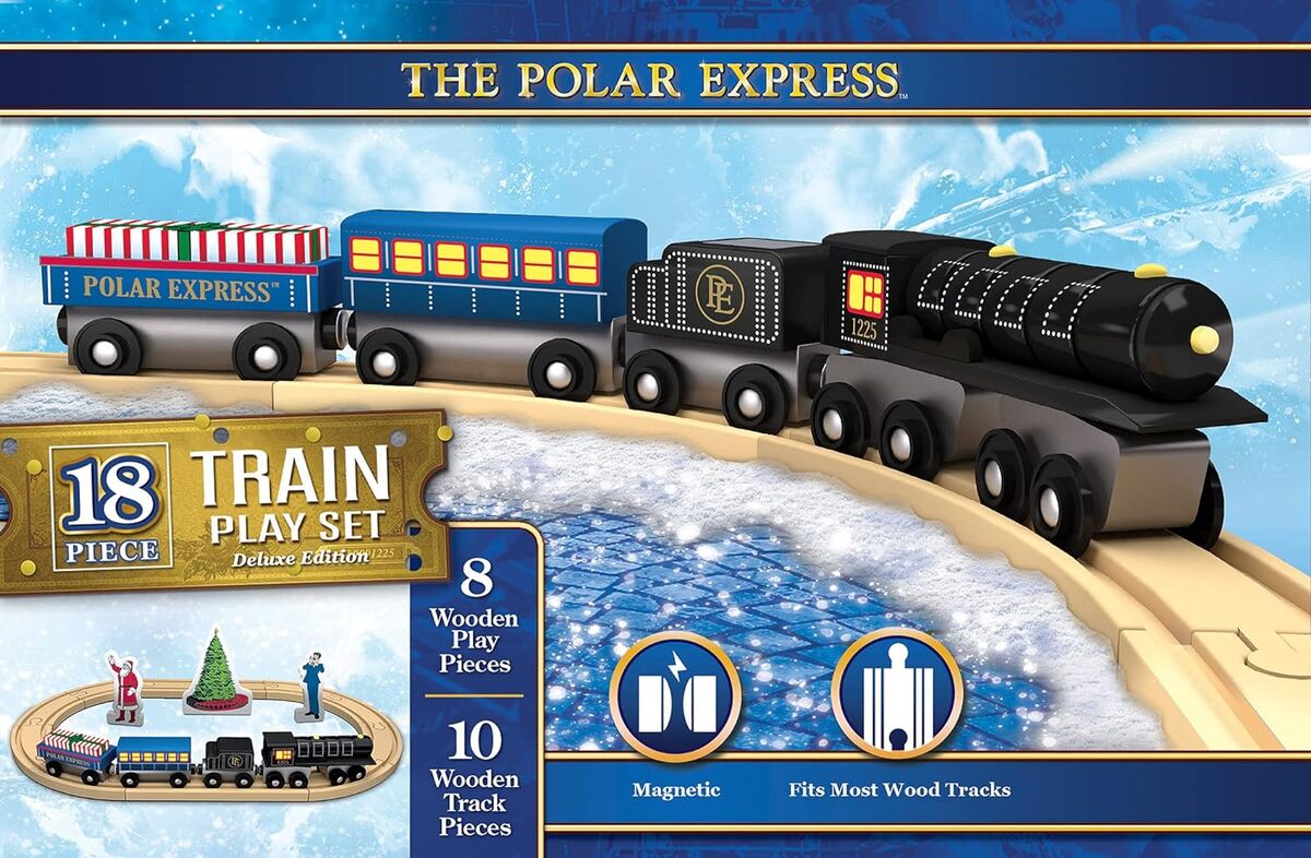 Masterpieces 42077 The Polar Express Wooden Train Play Set Deluxe Edition